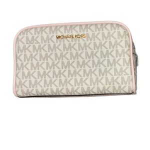 Michael Kors white and light pink wallet with gold zipper